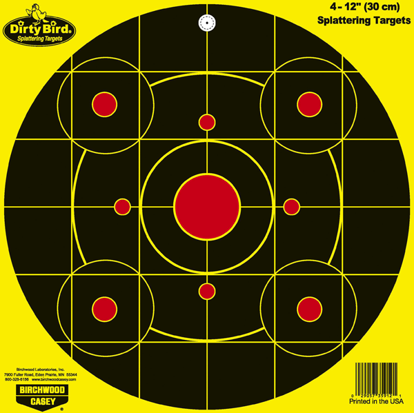 Targets Birchwood Casey Paper BIR 35912          DIRTYBRD 12"YELW BULLSEYE  4PK